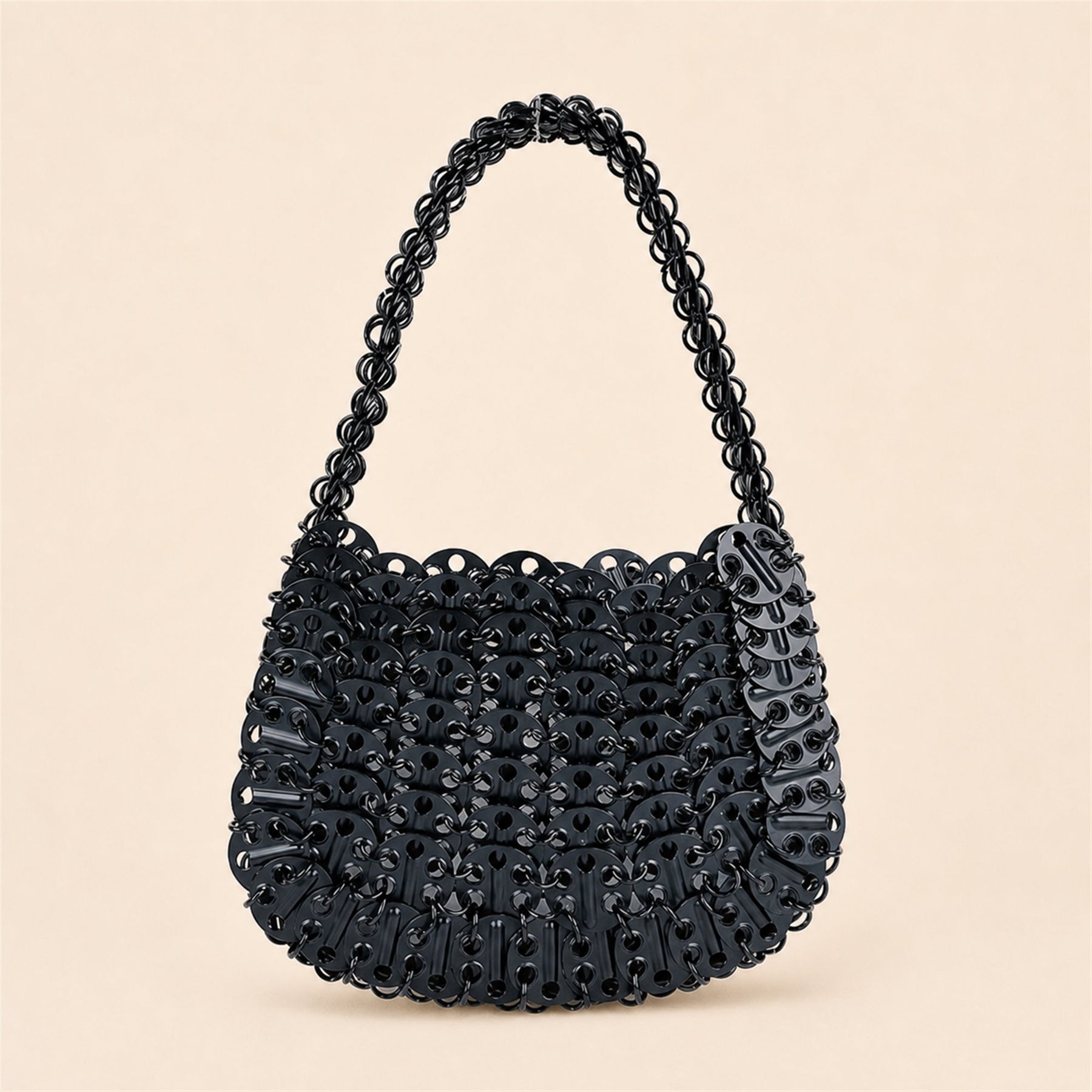 Black crystal beaded crescent shoulder bag main image