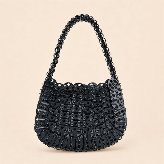 Black crystal beaded crescent shoulder bag main image