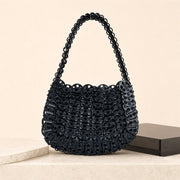 Black crystal beaded crescent shoulder bag scene image