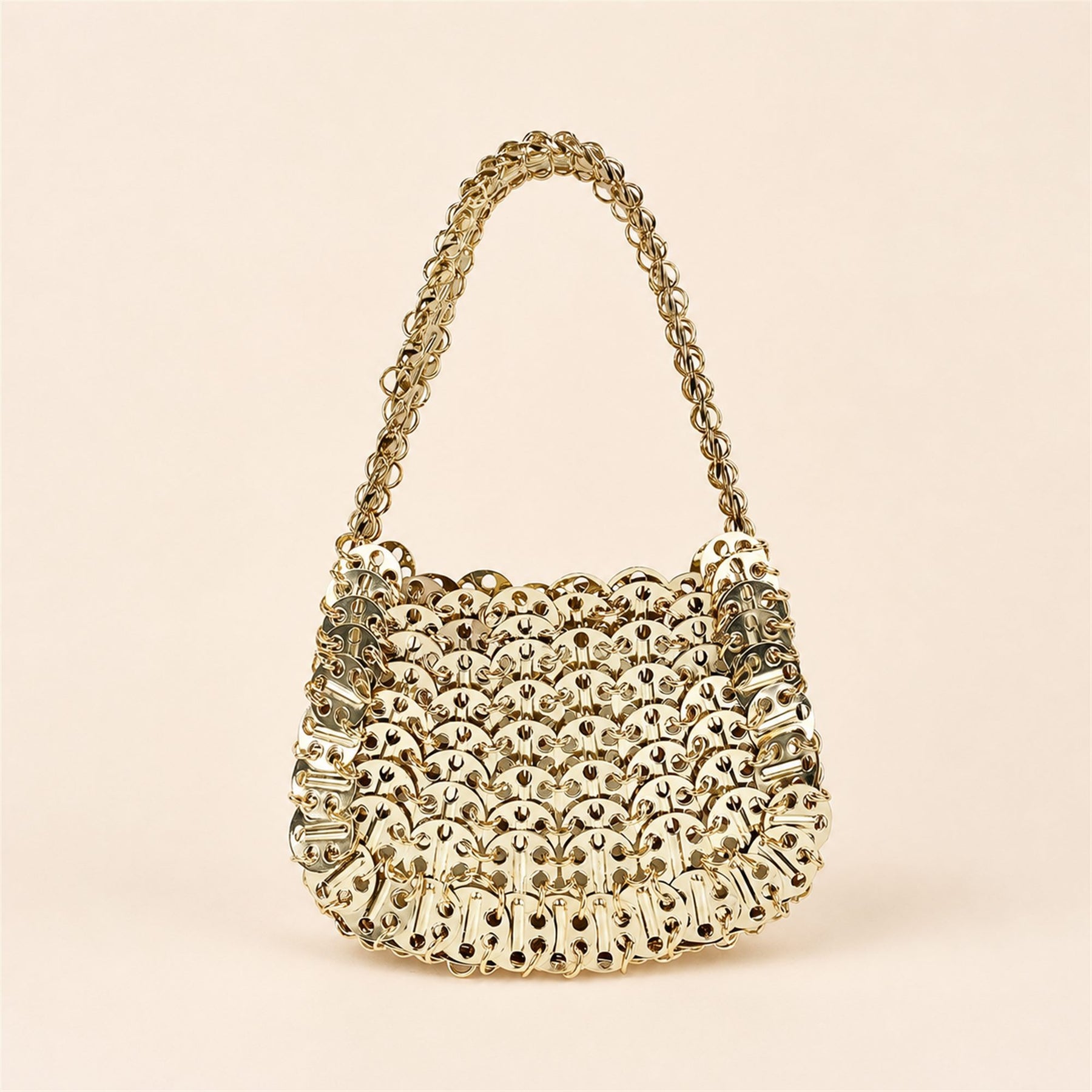 Rose Gold crystal beaded crescent shoulder bag main image