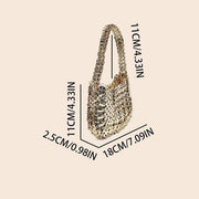 Rose Gold crystal beaded crescent shoulder bag size guide image
