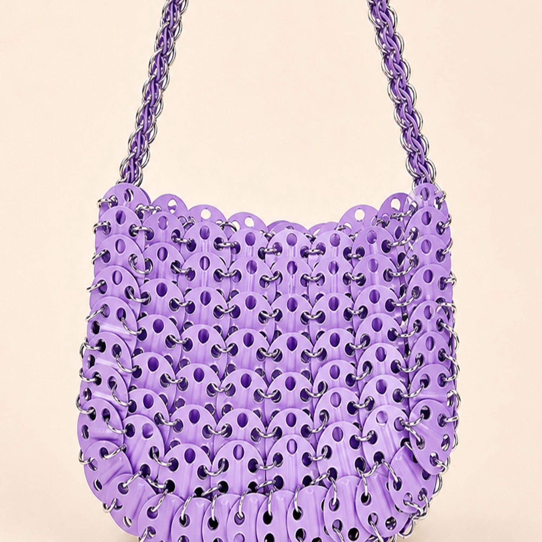 Violet crystal beaded crescent shoulder bag detail image