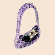 Violet crystal beaded crescent shoulder bag close detail image