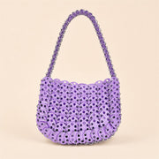 Violet crystal beaded crescent shoulder bag main image