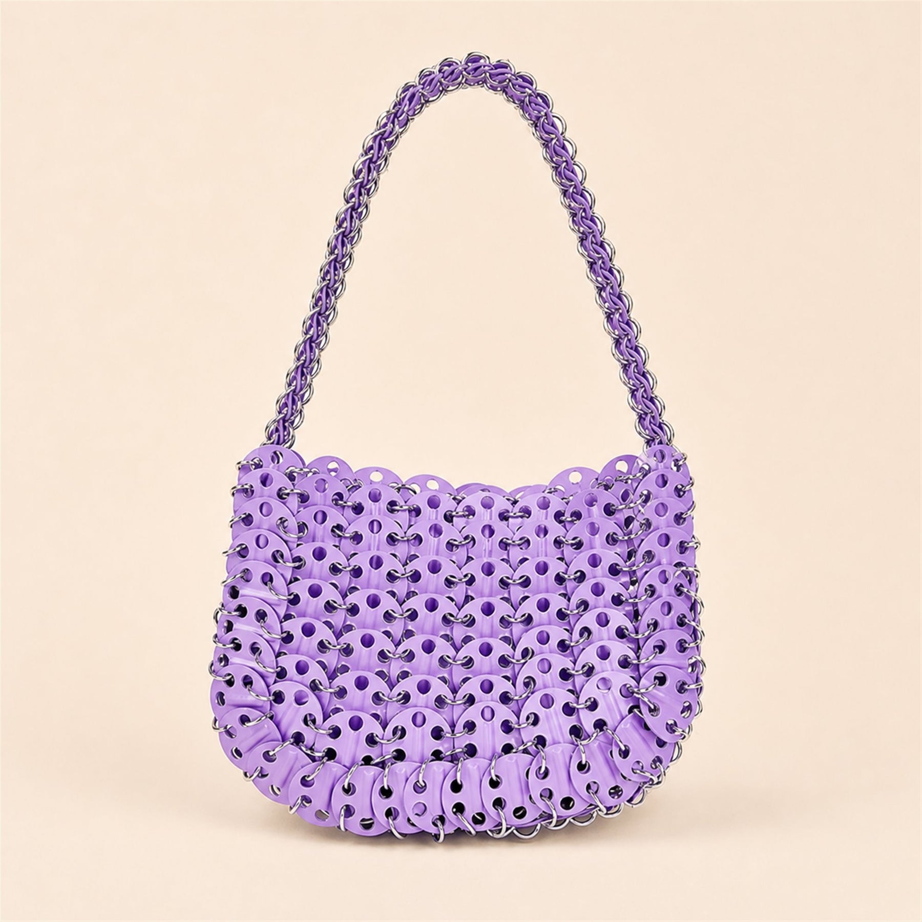 Violet crystal beaded crescent shoulder bag main image