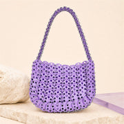 Violet crystal beaded crescent shoulder bag scene image