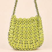 Yellow Green crystal beaded crescent shoulder bag detail image