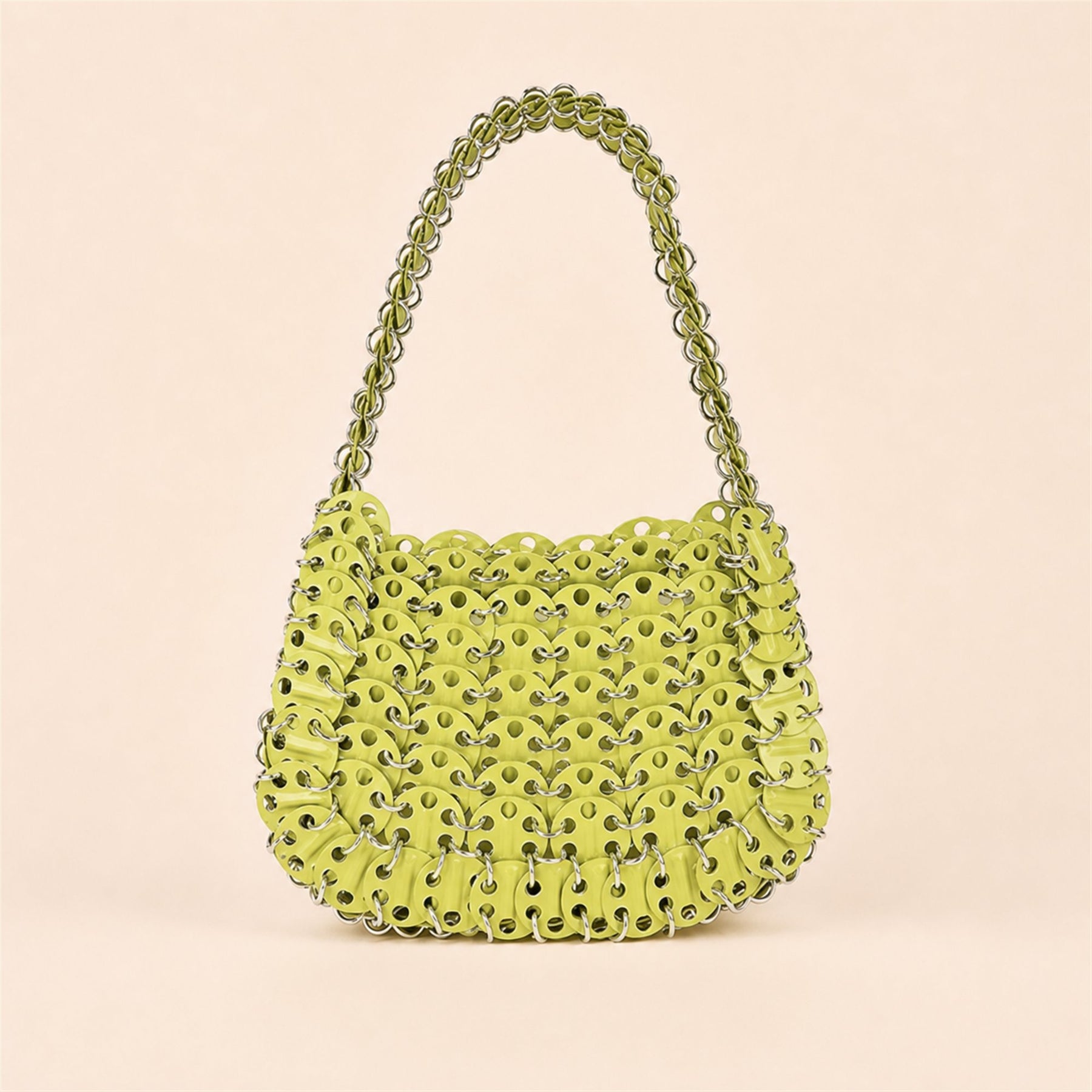 Yellow Green crystal beaded crescent shoulder bag main image