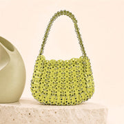 Yellow Green crystal beaded crescent shoulder bag scene image