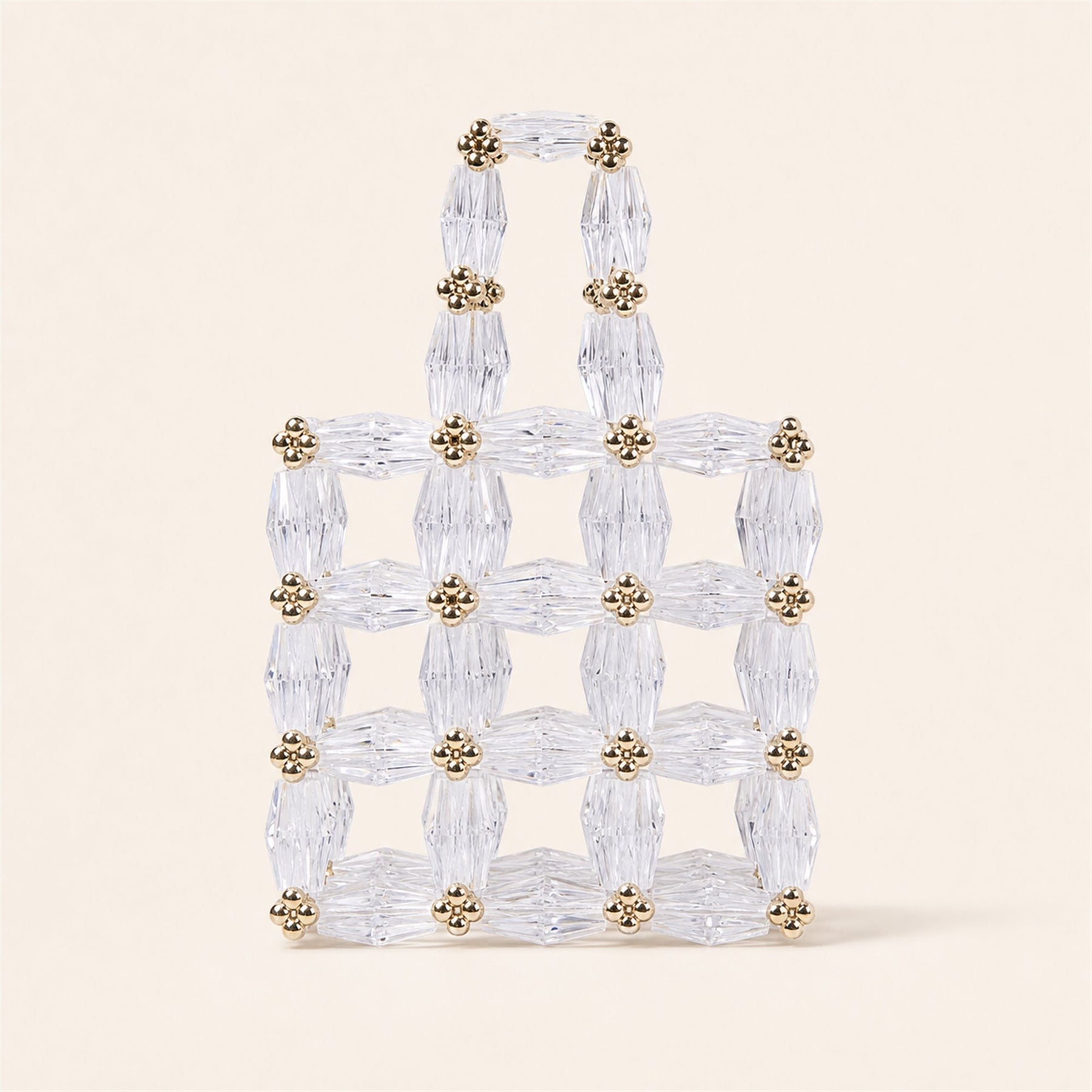 Clear faceted bead mini tote main image