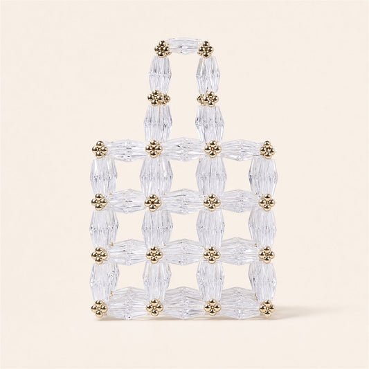 Clear faceted bead mini tote main image