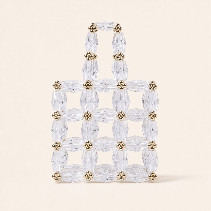 Clear faceted bead mini tote main image