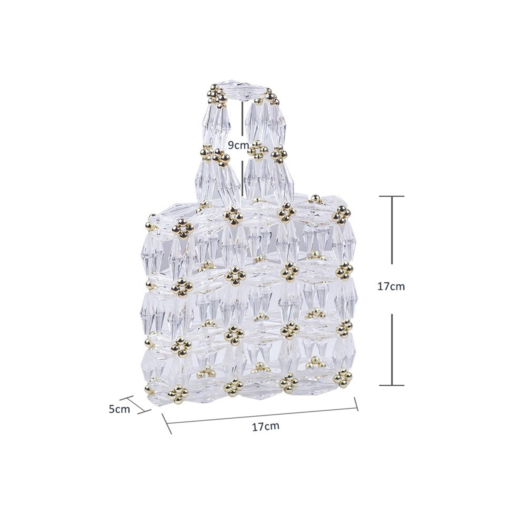 Clear faceted bead mini tote size guide