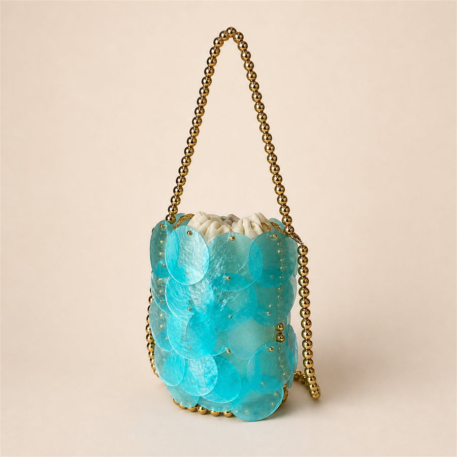 Iridescent Shell Disc Mini Bag