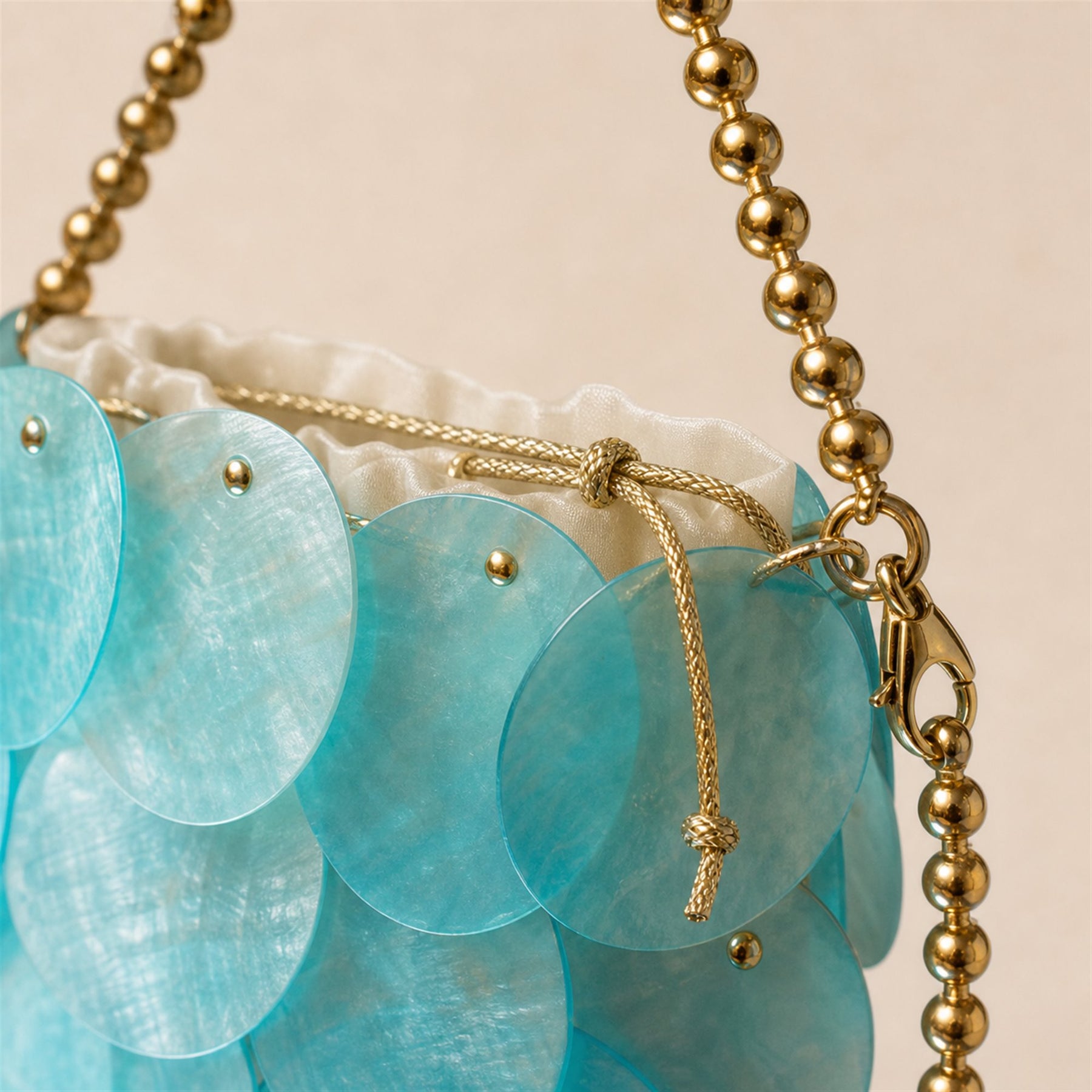 Iridescent Shell Disc Mini Bag