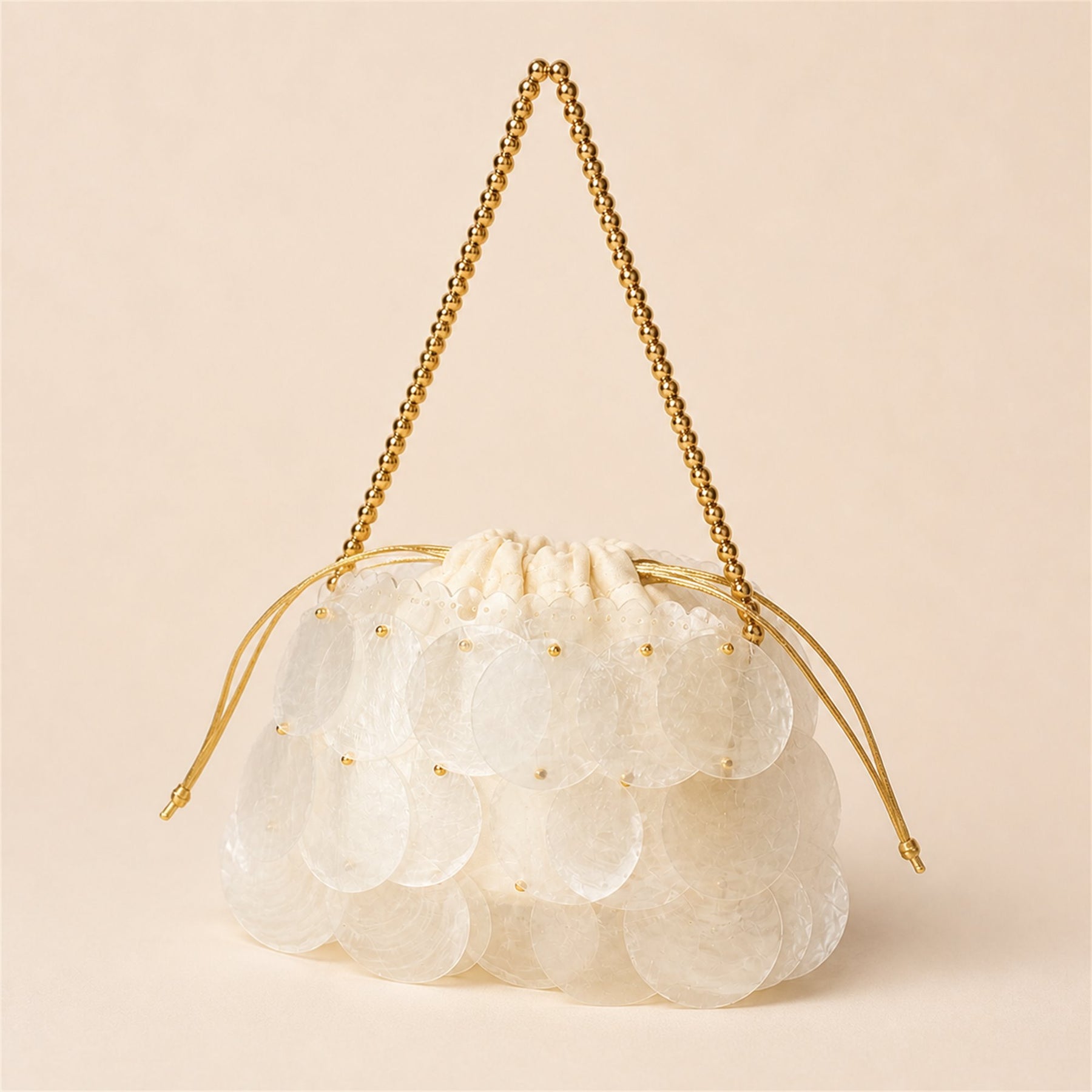Iridescent Shell Disc Mini Bag