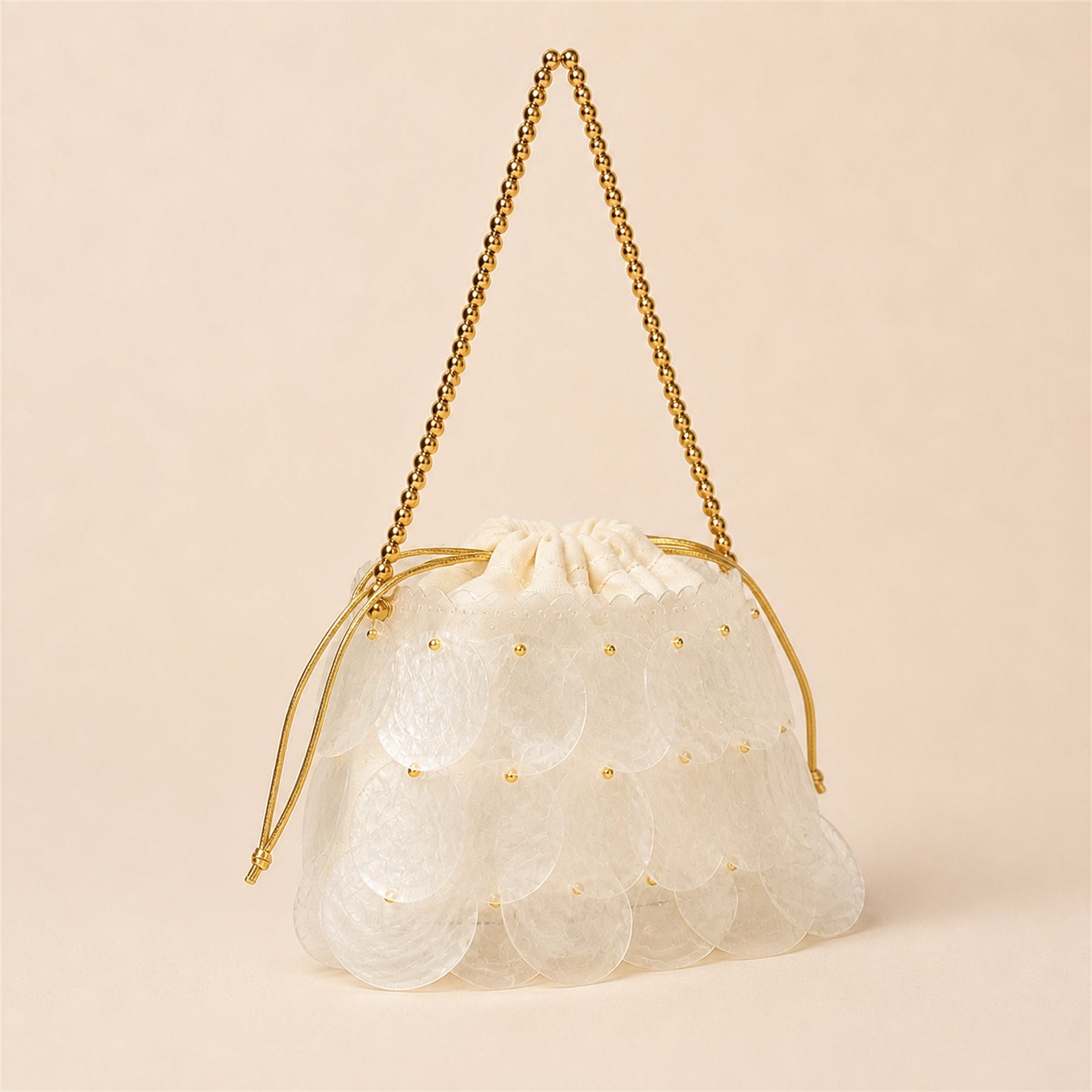 Iridescent Shell Disc Mini Bag