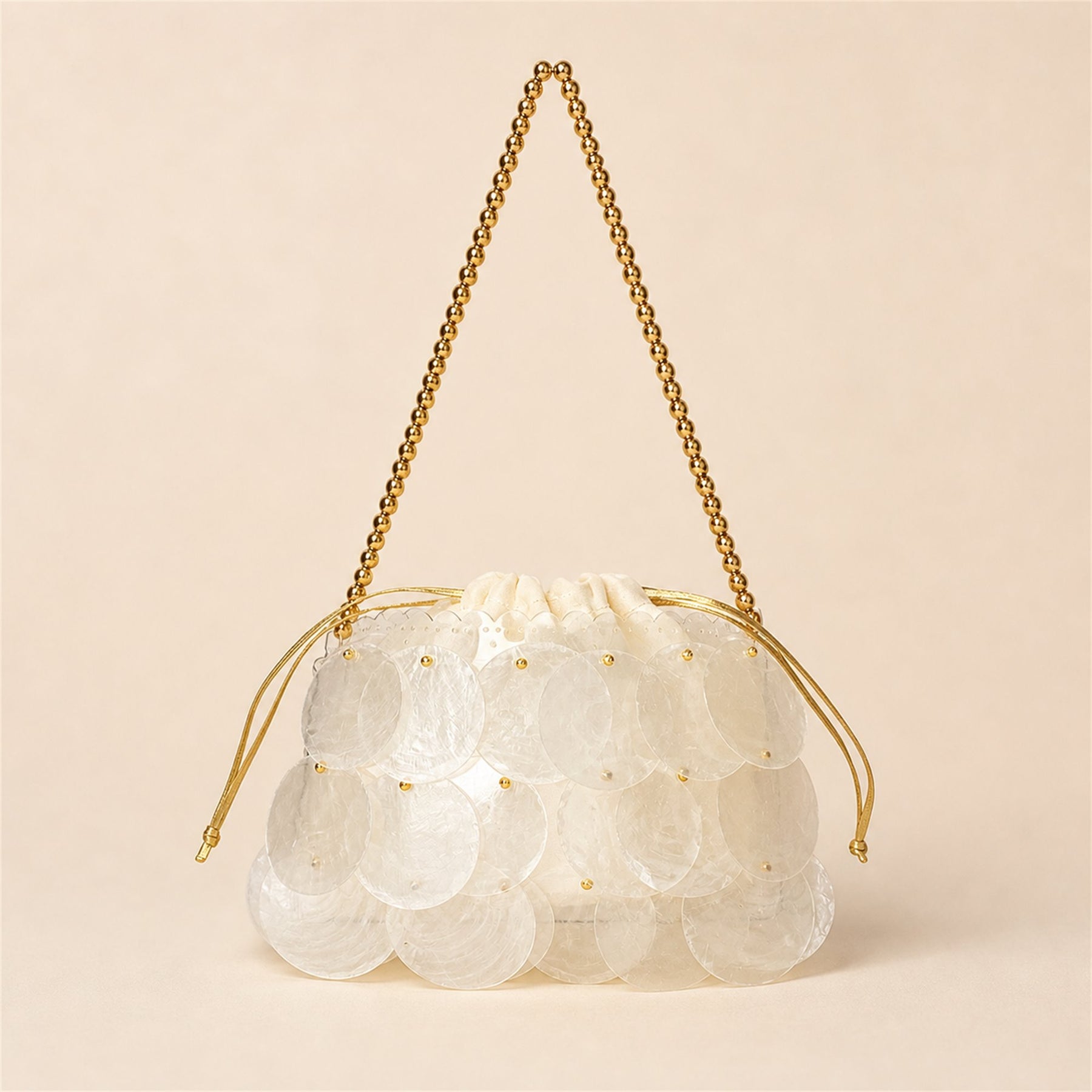 Iridescent Shell Disc Mini Bag