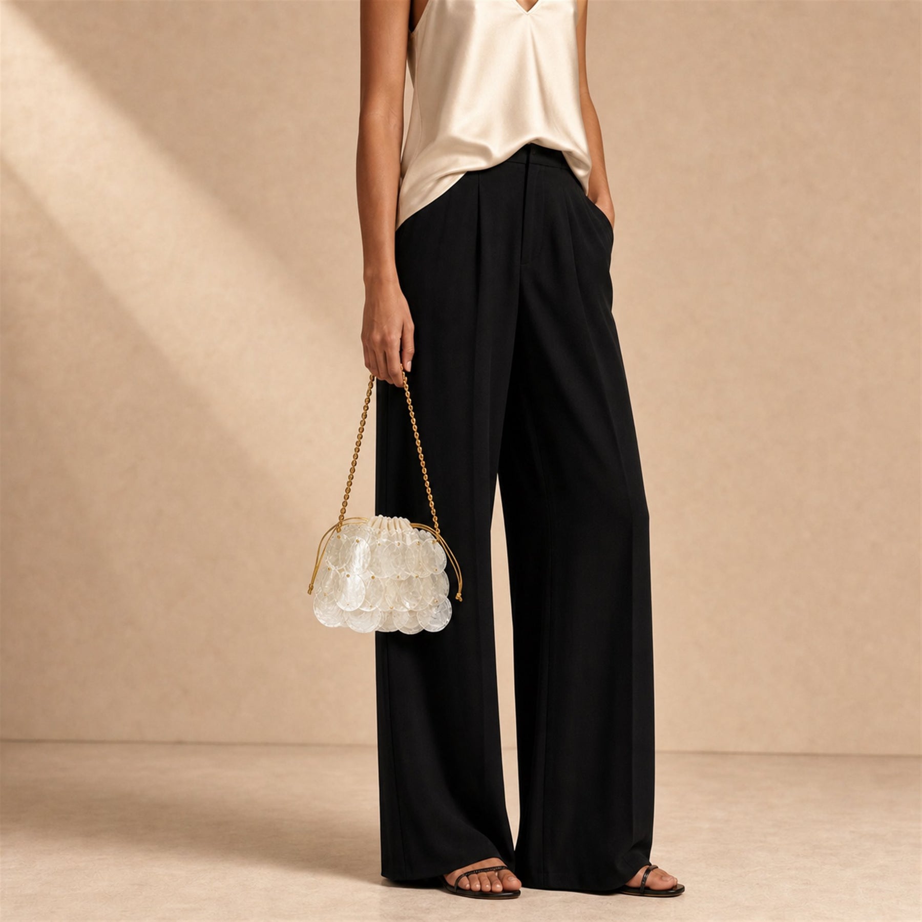 Iridescent Shell Disc Mini Bag