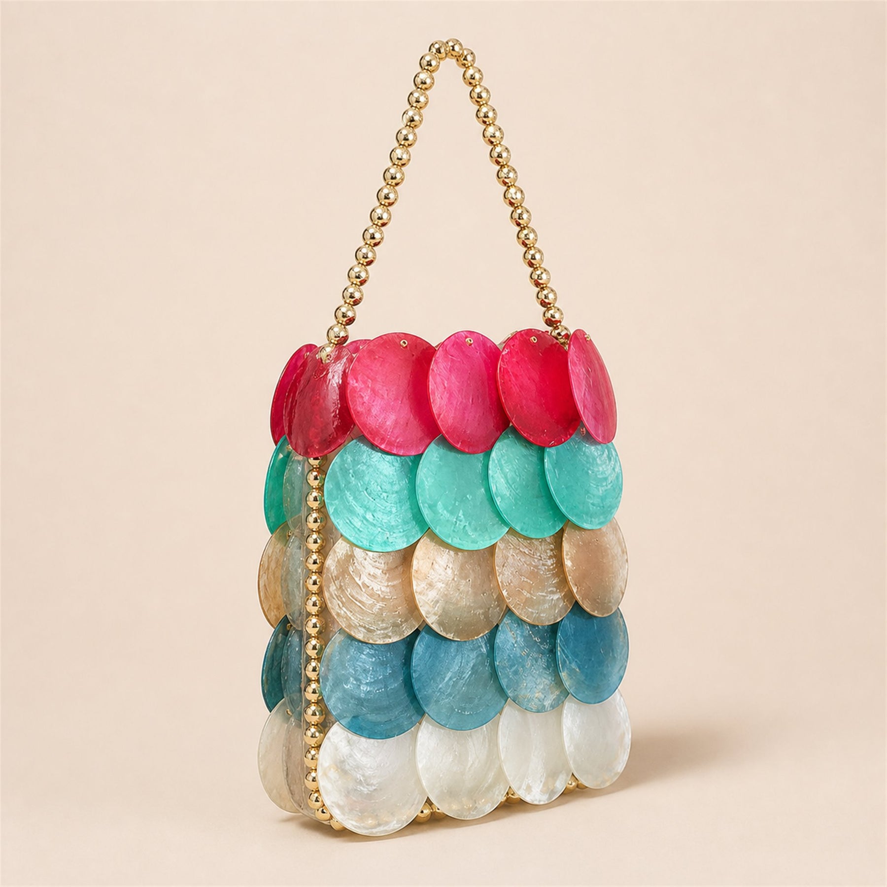 Iridescent Shell Disc Mini Bag