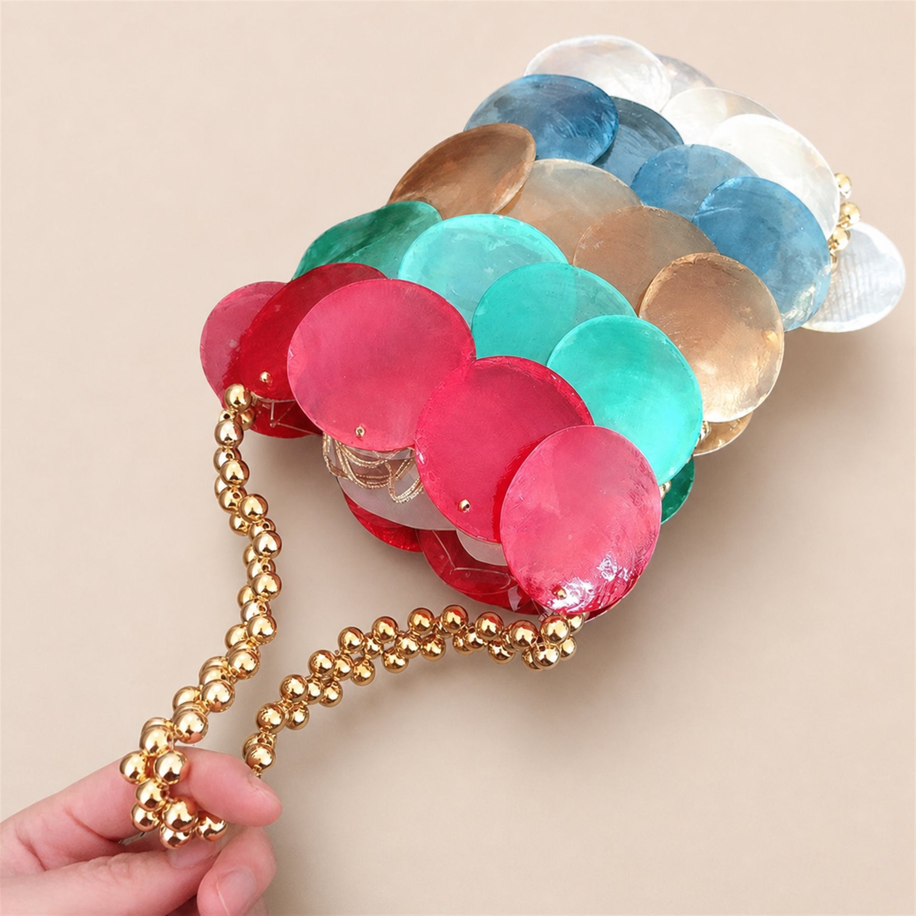 Iridescent Shell Disc Mini Bag