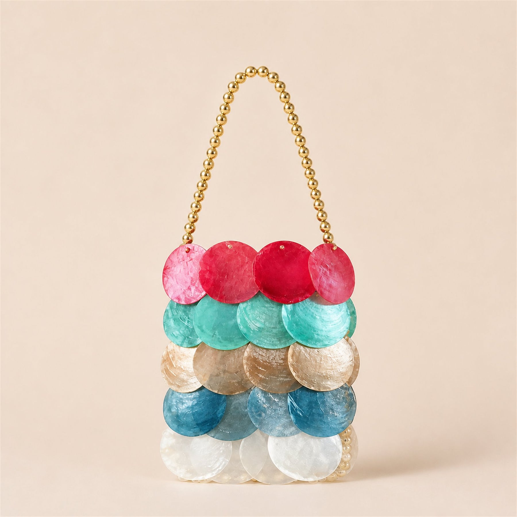 Iridescent Shell Disc Mini Bag