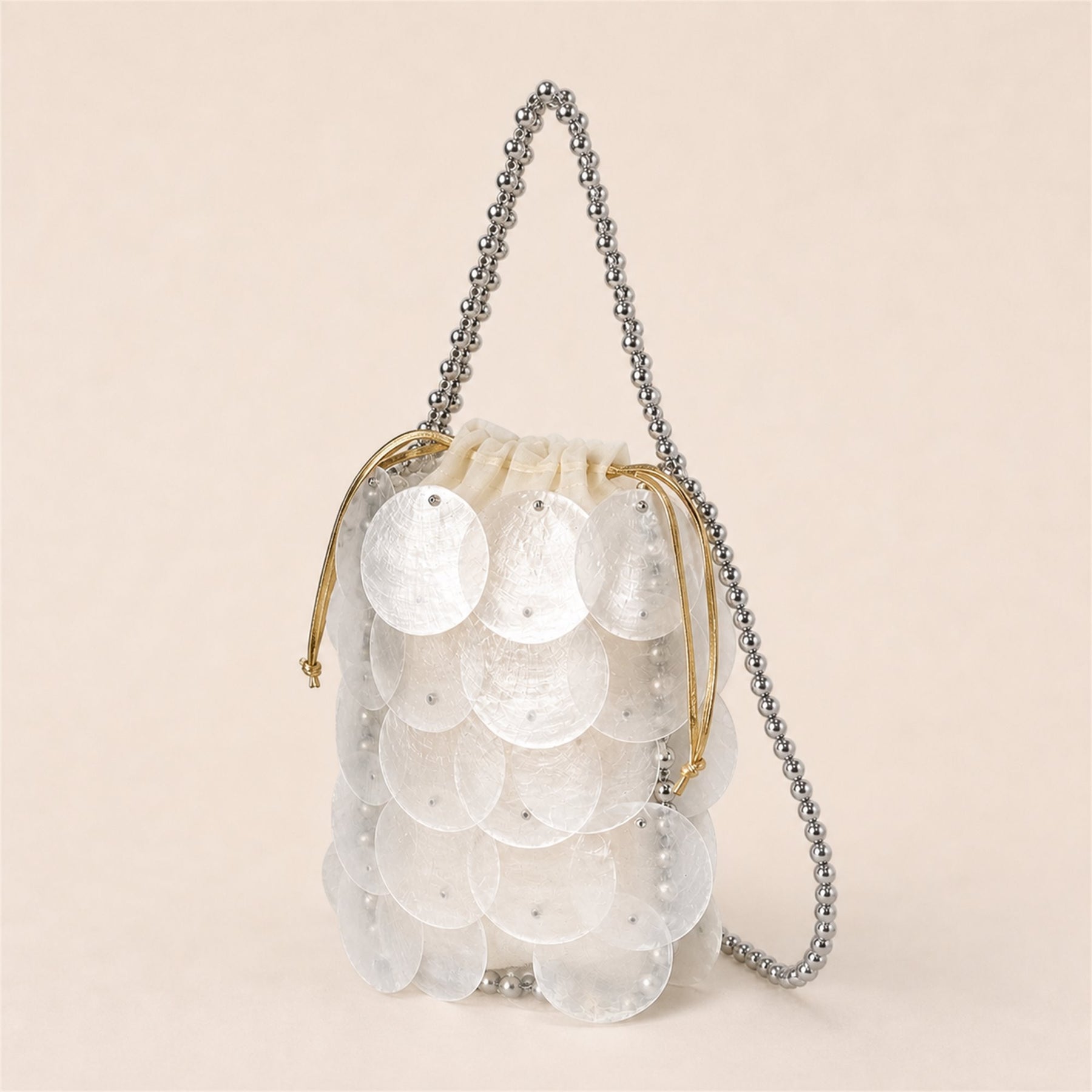 Iridescent Shell Disc Mini Bag