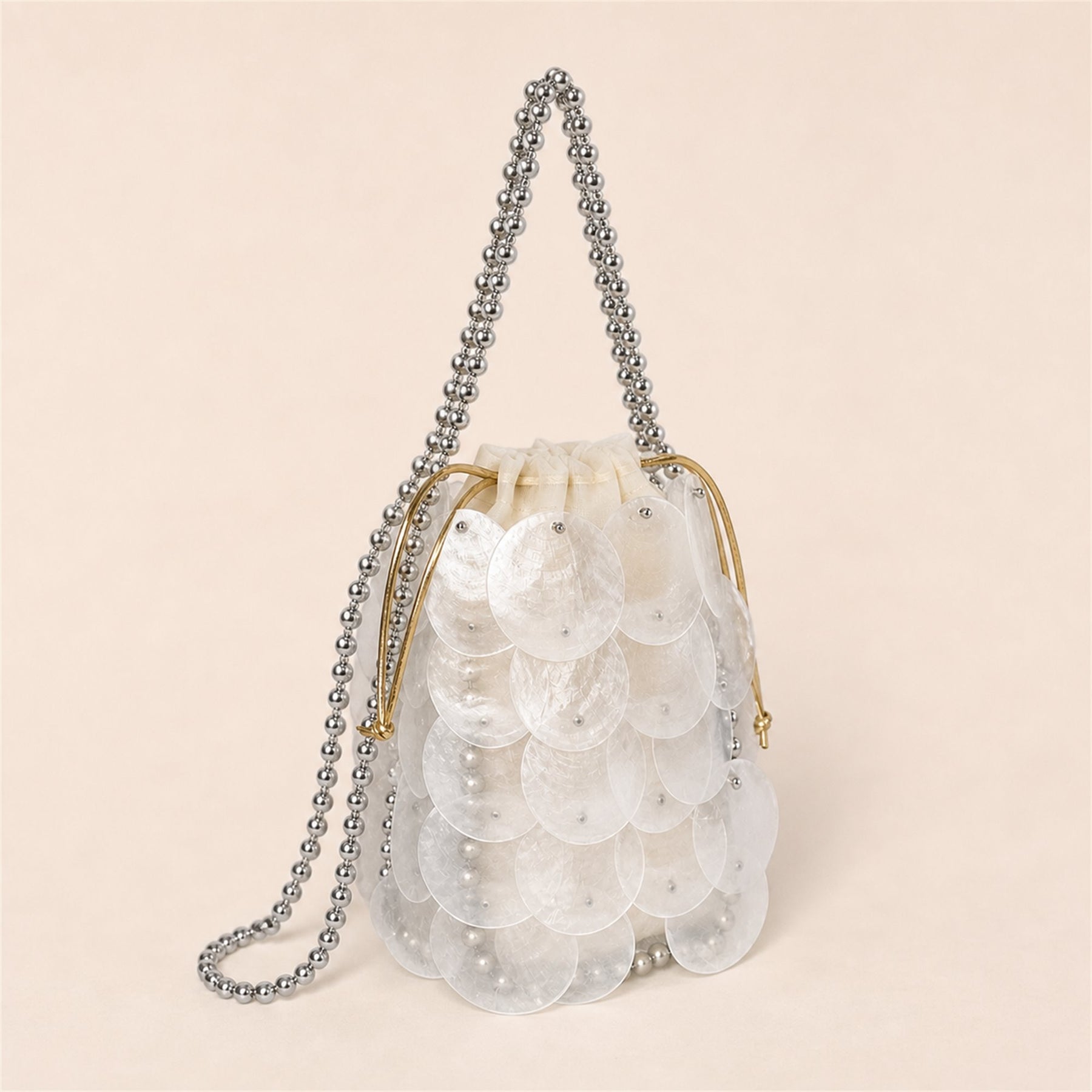 Iridescent Shell Disc Mini Bag
