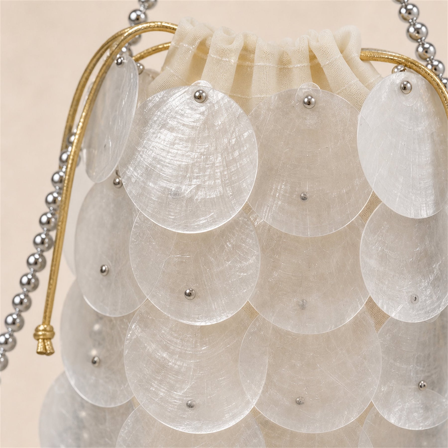 Iridescent Shell Disc Mini Bag
