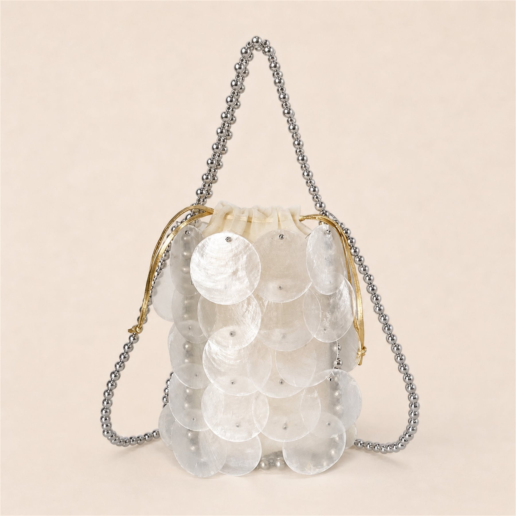 Iridescent Shell Disc Mini Bag