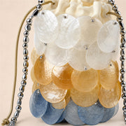 Iridescent Shell Disc Mini Bag