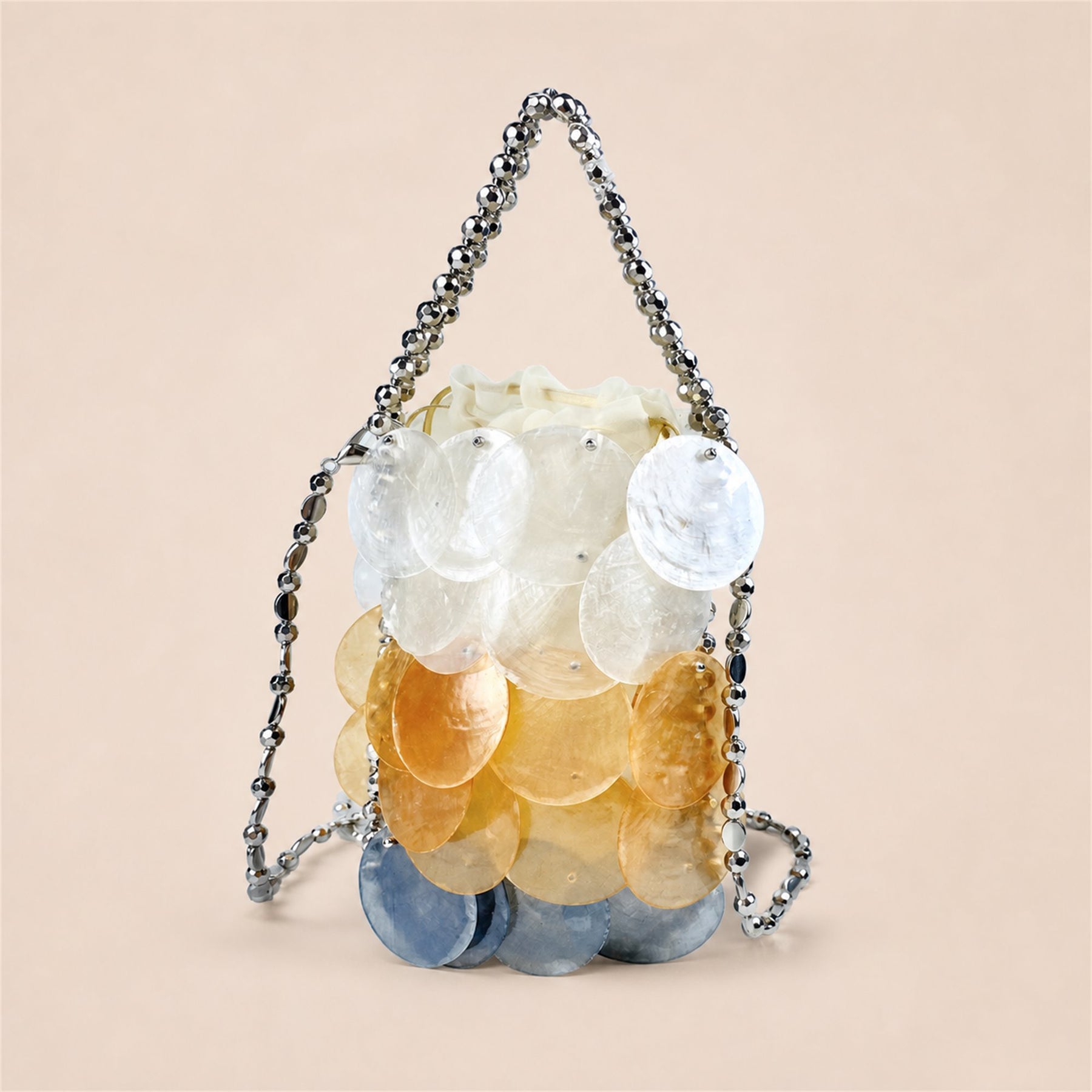 Iridescent Shell Disc Mini Bag