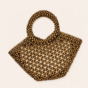 Marelune Arden Sculptural Beaded Top Handle Bag in Brown - angle view 1
