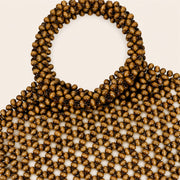 Marelune Arden Sculptural Beaded Top Handle Bag in Brown - detail view 1