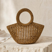Marelune Arden Sculptural Beaded Top Handle Bag in Brown - scene view 1
