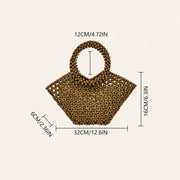 Marelune Arden Sculptural Beaded Top Handle Bag in Brown - size guide view 1