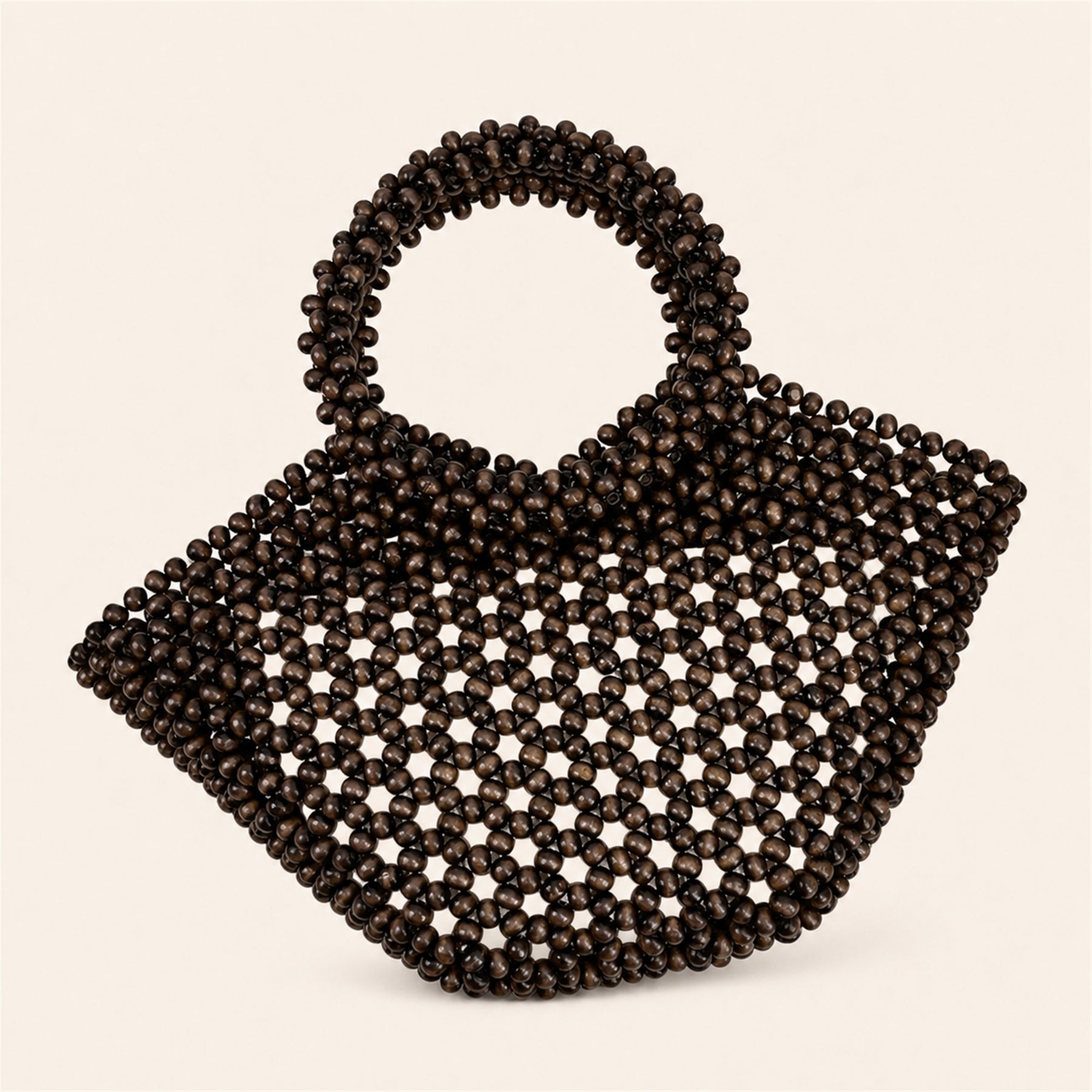 Marelune Arden Sculptural Beaded Top Handle Bag in Coffee - angle view 1