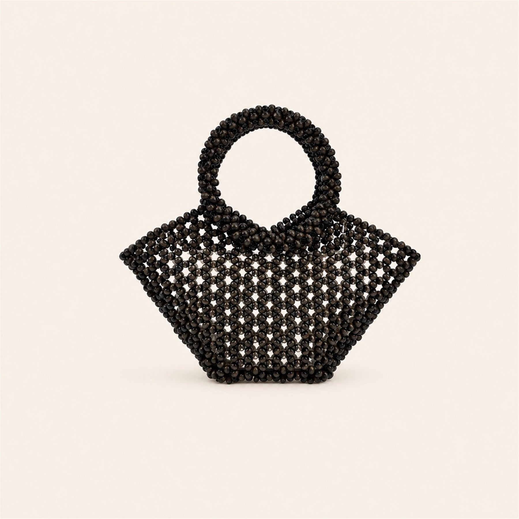Marelune Arden Sculptural Beaded Top Handle Bag in Coffee - main view 1
