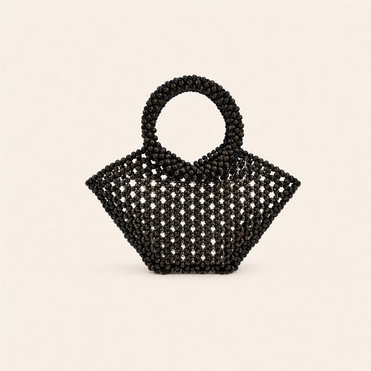 Marelune Arden Sculptural Beaded Top Handle Bag in Coffee - main view 1
