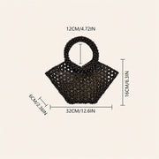 Marelune Arden Sculptural Beaded Top Handle Bag in Coffee - size guide view 1