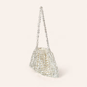 Marelune Aurelia Metallic Beaded Shoulder Bag in Beige - angle view 1