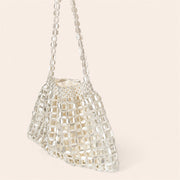 Marelune Aurelia Metallic Beaded Shoulder Bag in Beige - detail view 2