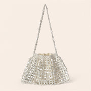 Marelune Aurelia Metallic Beaded Shoulder Bag in Beige - main view 1