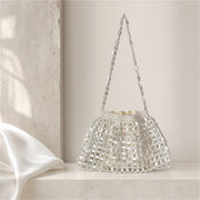 Marelune Aurelia Metallic Beaded Shoulder Bag in Beige - scene view 1
