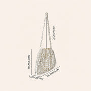 Marelune Aurelia Metallic Beaded Shoulder Bag in Beige - size guide view 1