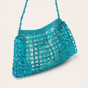 Marelune Aurelia Metallic Beaded Shoulder Bag in Blue - angle view 2