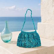Marelune Aurelia Metallic Beaded Shoulder Bag in Blue - scene view 1