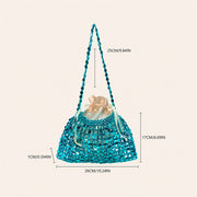 Marelune Aurelia Metallic Beaded Shoulder Bag in Blue - size guide view 1