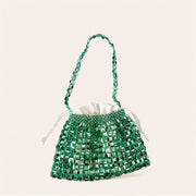 Marelune Aurelia Metallic Beaded Shoulder Bag in Green - angle view 2