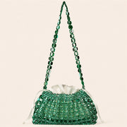 Marelune Aurelia Metallic Beaded Shoulder Bag in Green - detail view 1